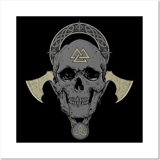 Norse Viking Skull Nordic Scandinavian Pagan Symbols Posters and Art